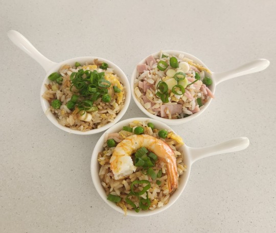 Vegetable, ham, or prawn fried rice